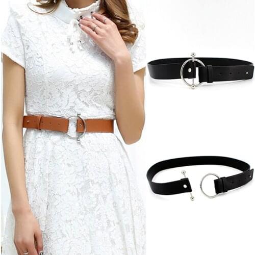 2020 Newest Silver Round Buckle Belts Without Pin Ladies Metal Buckle Leather Strap Waistband Dames Riemen Designer Belt Women