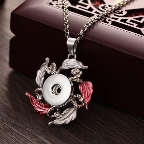 New Snap Jewelry Rhinestone Owl Flower Snap Button Necklace for Women Fit 18mm Snap Buttons DIY Pendant Necklace Christmas Gift
