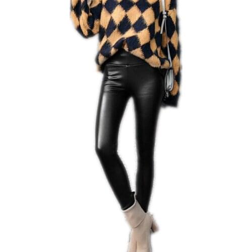 Autumn Winter PU Women Leggings 2018 High Waist Female Velet Ankle-Length Pu Leggings Women Slim Outerwear High Elastic Q1031