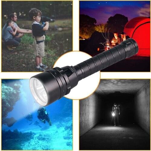 Topcom Professional IP68 Diving Light Powerful T6 L2 10W LED Diving Flashlight Underwater 80m Diving Lantern Waterproof Light
