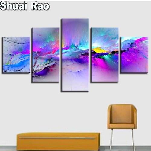 Psychedelic Round Diamond Painting Abstract Colorful Cloud Full square ,Rhinestone of Picture Diamond Mosaic Embroidery 5 Panel