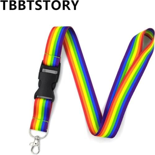 Rainbow Neck Strap Lanyard For Keys ID Card Badge Holder Mobile Phone Straps Hang Rope Keychain Webbing Ribbon Lanyard Keycord