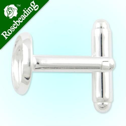 Silver Plated Cufflink Blanks with round bezel setting match 10mm cabochon Wholesale,2013