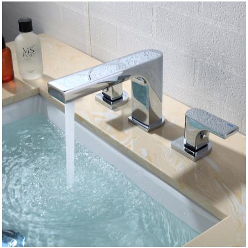 New arrival brass material unique design double handle water faucet chroime plating widespread basin faucet sink faucet