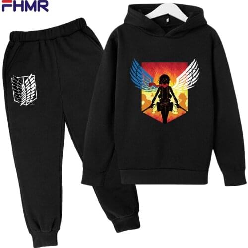 Attacking Giant Sports Hoodie Suit Demon Slayer Long Sleeved Sweater And Trousers Sweatshirt Mens And Womens Pullover Sport Suit