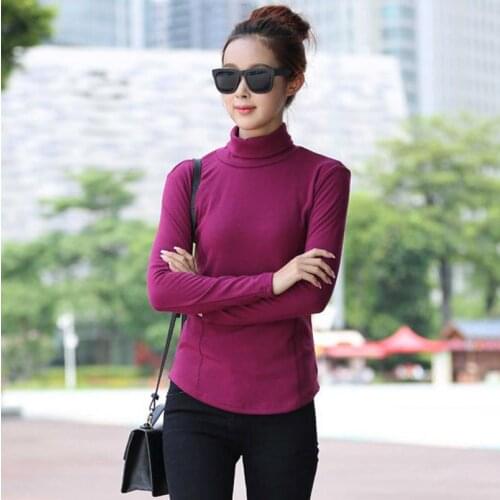 Spring autumn winter womens slim mercerized cotton turtleneck knitted basic shirt sweater plus size M-4XL Wholesale and retail