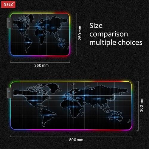 XGZ Black Map LED Mouse Pad Game Non-slip Mouse Pad Suitable for Office Desk Mat with RGB Backlight Non-slip High Quality Csgo