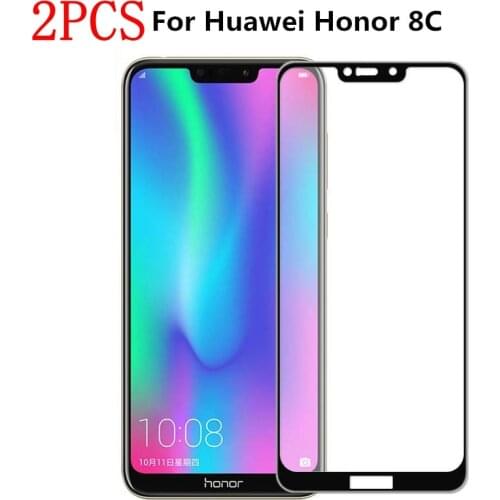 2PCS Full Glue Full Cover Tempered Glass For Huawei Honor 8C Screen Protector protective film For Huawei Honor 8C BKK-AL00 glass