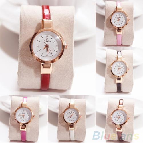 Women Wrist Watch Rhinestone Faux Leather Band Super Thin Slim Strap Clock Quartz Analog Wrist Watch reloj mujer Ladies Watch La
