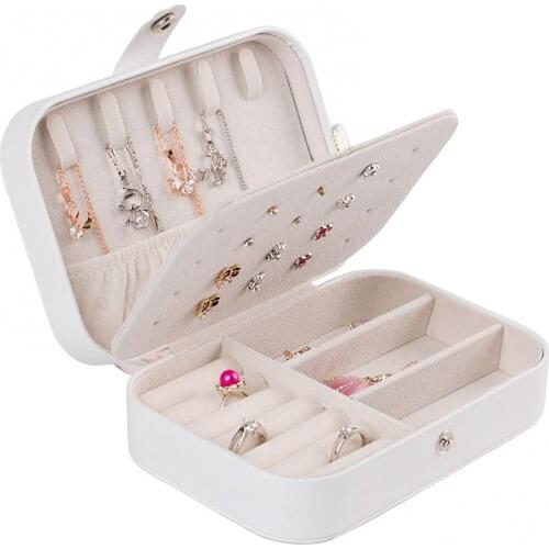 Women Jewelry Box Double Deck Portable Ring Earrings Organizer Ornaments Case