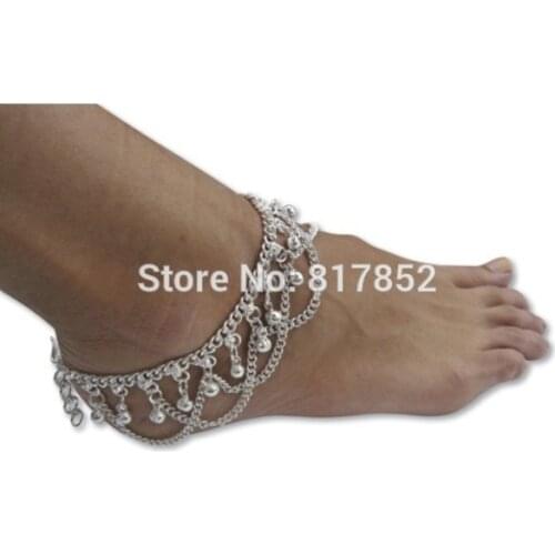FREE SHIPPING 2014 Style L58 Women Fashion Silver Plated Chain Anklet Small Silver Bells Ankle Chains Jewelry