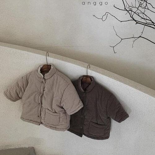 Winter Infant Coat Newborn Boys Girls Cotton Plaid To Keep Warm Coat Kids Girl Plus Velvet Thickening High-necked Coats