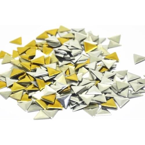 Gold/Silver/Mixed Color Metalic Hot Fix Rhinestuds Aluminium Triangles Shape Iron On Nailheads With Adhesive