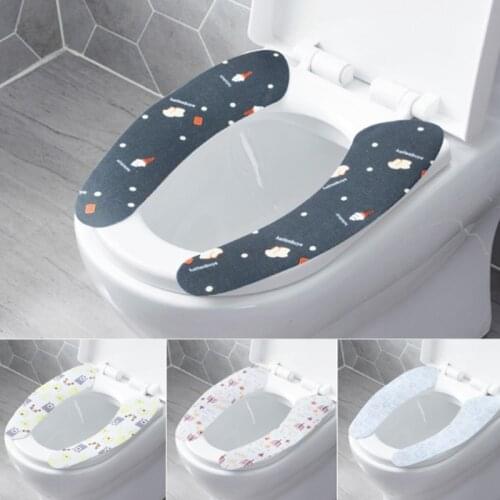 1 Pair Toilet Seat Cover Soft WC Paste Toilet Seat Pad Washable Bathroom Warmer Seat Lid Cover Pad Closestool Sticky Seat Mat