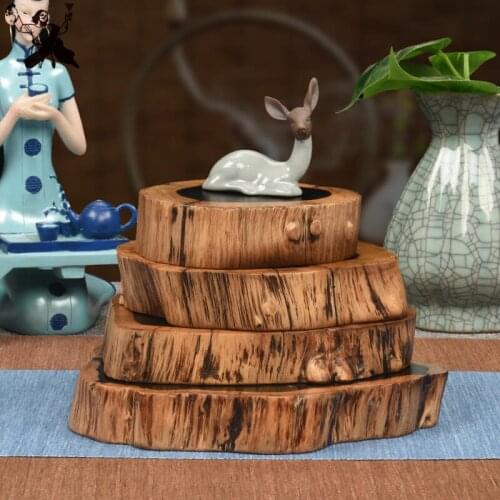 1pcs Wood Coasters Table Cup Mat Kitchen Mat Pad For Bar Cocktail Length 22 -23cm & Height 3cm Noble Ebony Wood Slices Bar Tools