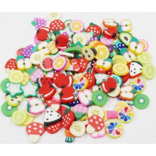 10g/lot Fruit Strawberries Watermelons ​​Polymer Clay Colorful For DIY Crafts Tiny Cute 10mm Plastic klei Mud Particles Assorted