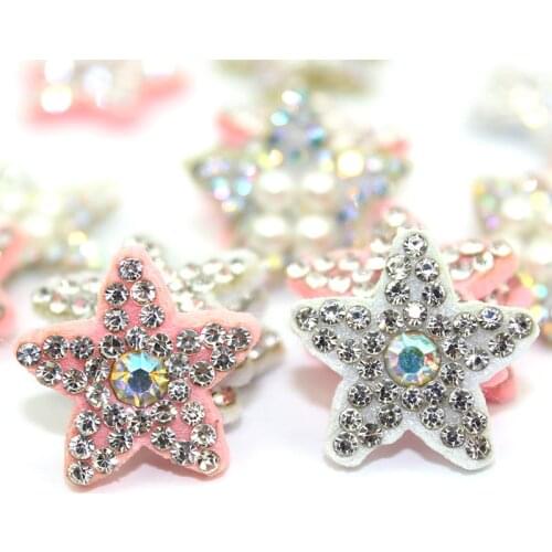 30Pcs 2cm Rhinestone&Pearl Star Stick-on Patches for Clothing Hairpin Headwear Craft Decor Appliques Shoes Bags Accessories