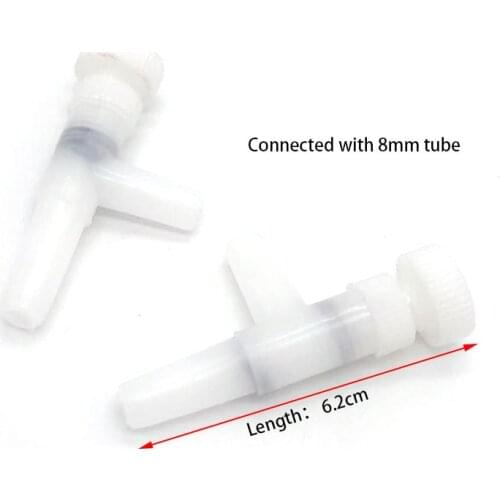 5pcs 8mm White Aquarium Air Regulator Flow Tube Pipe Divider Valve Adjustable Oxygen Pump Tank Volume Control Valve Check Valve