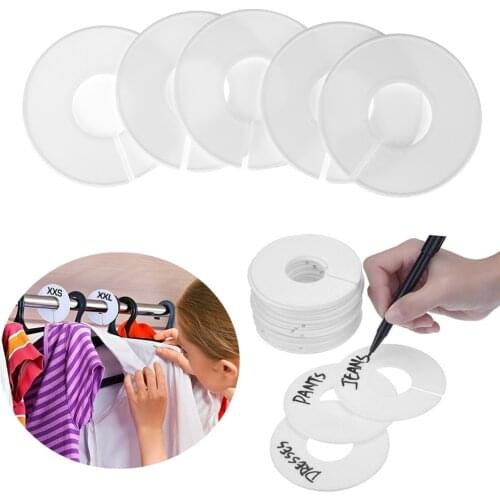 5Pcs White/Black DIY Clothing Size Dividers Round Hangers Closet Dividers For Clothes Stores Or Home Blank Dividers Marking Ring