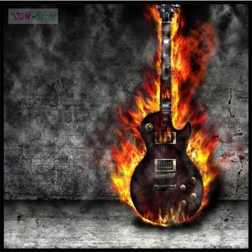 5D Full Square/round Diamond Painting diy Diamond Mosaic Cross Stitch Home Decor Rhinestones pictures Flame Guitar WG530