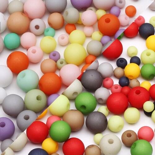 4/6/8mm Light/Dark Colors Acrylic Beads Frosten Round Beads Loose Spacer Beads For Jewelry Making DIY Handmade Necklace Bracelet