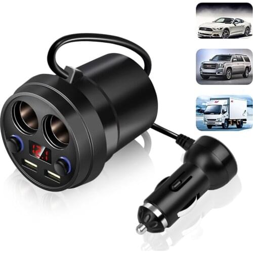 Car Charger Dual USB DC/5V 3.1A Cup Power Socket Adapter Cigarette Lighter Splitter Phone Charger with Voltage LED Display