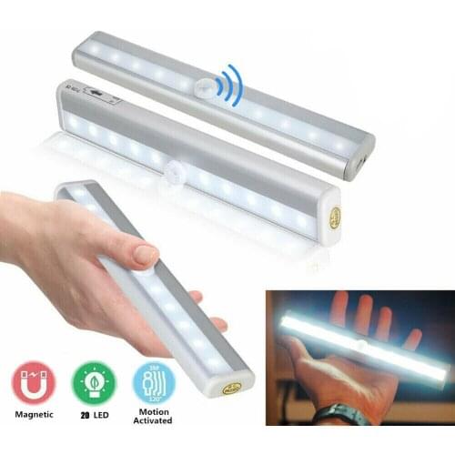 20 LED Motion Sensor Closet Lights Wireless Under Cabinet Light USB Rechargeable