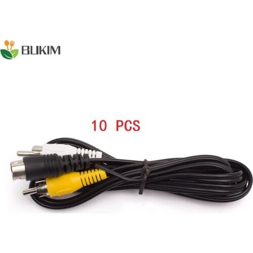 BUKIM 10 PCS Black 3 Pin RCA AV TV Composite Cable Lead Cord For SEGA Mega Drive 2/ Genesis 2