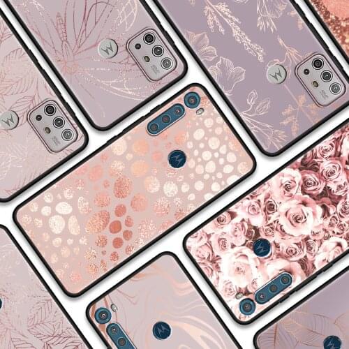 Rose Pink Bling Phone case For Moto G30 G10 G9 G8 Power play G stylus one 5G hyper E6s Edge plus caso tpu fundsa coque