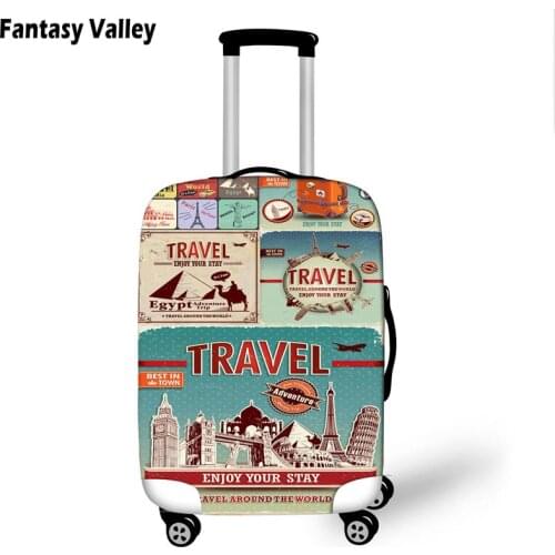 British Style Travel Suitcase Covers Women Elastic Scene Luggage Protective Covers Landscape valise bagages roulettes Covers