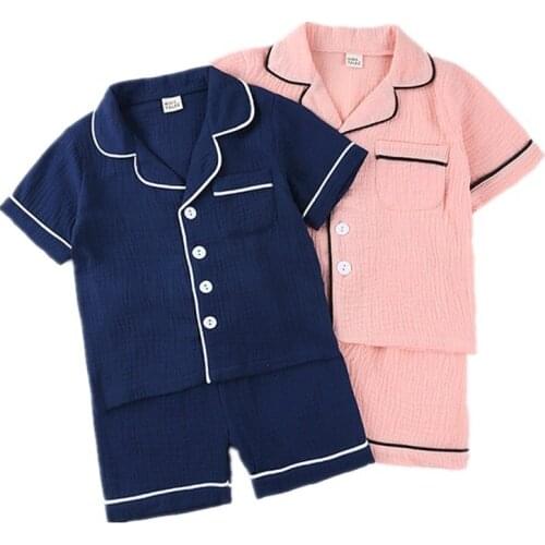 HOOYI Boys Baby Pajama Sets Summer Kids Clothes Girls Tops Cotton 2 Pieces Sleepwear Toddler Short Sleeve Pajamas Shorts Pants