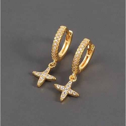 QMCOCO 925 Silver Elegance Fashion Earrings For Women Trendy Sweet Cross Zircon Bride Jewelry Gifts Ear Accessories