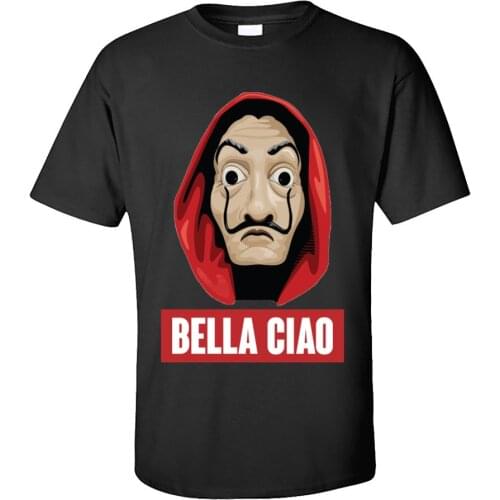 O-Neck Bella Ciao Pure Cotton T Shirt Men La casa de Papel T-shirts Short Sleeve Tees Hot Sale Geek Tops TShirt Drop Shipping