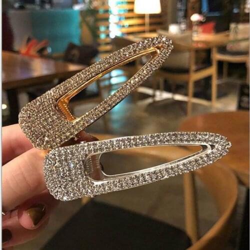 Korea Shiny Crystal Rhinestones Hairpins Geometric Rectangle Waterdrop Imitiation Pearl Hair Clips Hair Accessories