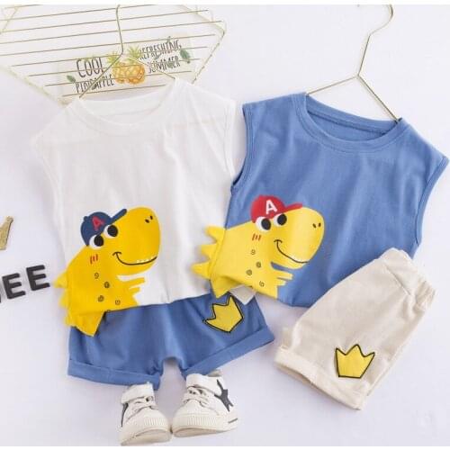 Baby boy clothes summer cartoon cute casual vest shorts 2-piece suit baby suit boy cotton suit baby boy clothes set for newborn