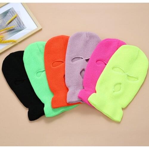 Full Face Cover Mask Three 3 Hole Balaclava Knit Hat Army Tactical CS Winter Ski Cycling Mask Beanie Hat Scarf Warm Face Masks