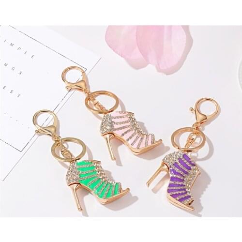 Miuoxion Wholesale Girls Bag Car Pendant Hot Jewelry Creative Inlaid High Heels Keychain For Women Feature Namour Charm Gift