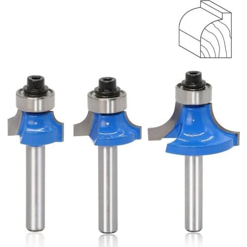 3Pcs 1/4" Shank Wood Router Bit Set Trimming Machine Cutter Head Cleaning Round Corner Cove Box Bits Milling Cutter for Wood