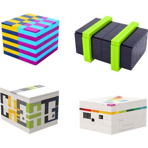 MOC Multiple Color Boxes Magic Boxes Building Blocks Box 10 Puzzle Box Building Blocks Model Cube Candy Case Vending Bricks Toys