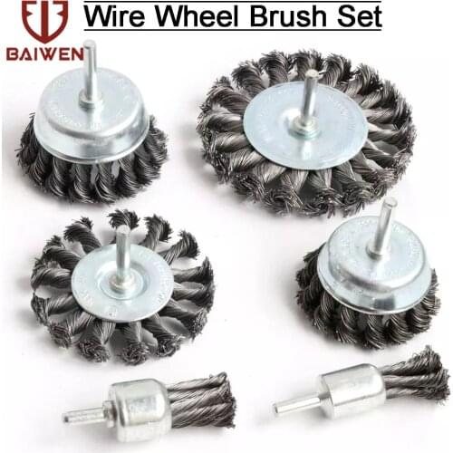 1/6Pcs Twist Knotted Wire Wheel Cup Brush End Brush 6MM Shank For Rotary Drill Rust Removal Corrosion Paint