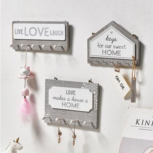 Wall Hanging Wood Key Hanger Holder Coat Hook Vintage Hallway Home Space Saving Small Bedroom Door Back Decorative Room Rack New