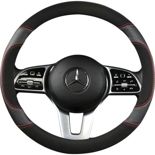 Anti Slip Car Suede Cow Steering Wheel Cover for Mercedes Ben AMG 38cm Models A C CLA E GLA GLC GLE S B CLS Class Accessories