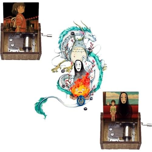 Always with me Wood Music Box anime song Spirited Away Hand movement color print Movie Fans Home Crafts Decor Kids Birthday Gift