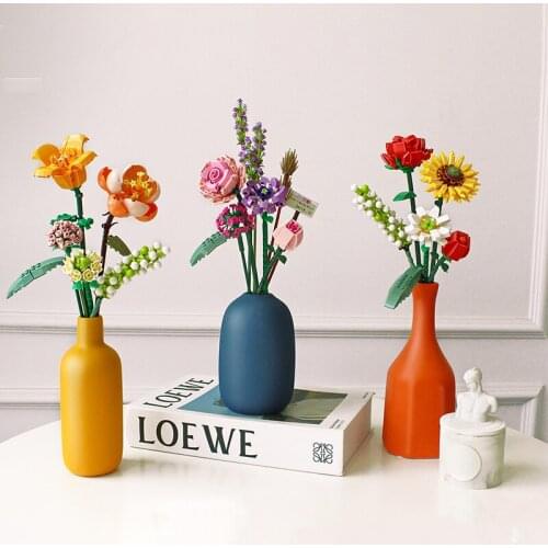 New Eternal Flower Bouquets Small Building Blocks Plants Rose Lavender Assembled Bricks Toys for Children Girls Gifts Home Decor