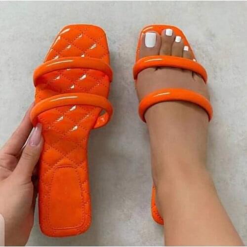 Summer 2021 women new solid color double ring home flat heel set foot leisure all-match fashion outdoor beach sandals/slippers