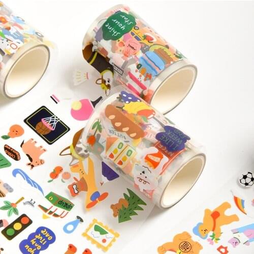 Happy Cartoon Bear Dessert Tape Sticker DIY Scrapbooking Happy Planner Creative Junk Journal Stationery Toy Decoration Sticker