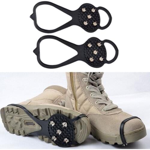 5 stud Walking Anti Slip Ice Snow Route Camping Shoe Point Grip Climbing Ice Crampon Stretch Tight Rubber Band