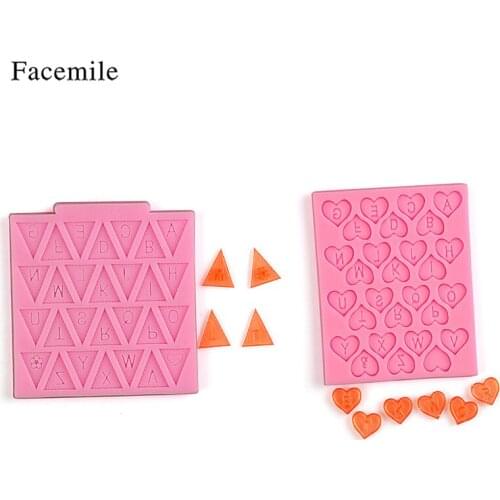 2PCS DIY 3D Heart Flag Letters Shape Silicone Mold Cake Decorating Tools Cupcake Mold Chocolate Mould Decor Muffin Pan Baking