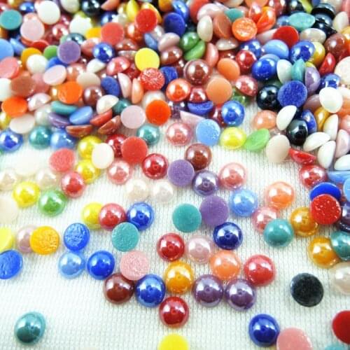 Mix colors 5mm 1000Pcs Kawaii cute half cabochon round glass flatback for DIY phone,nail art decoration BL23