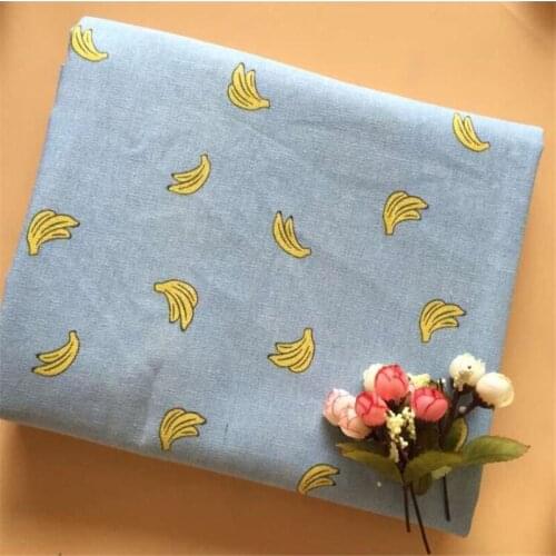 Woven Linen Cotton Fabric Telas Sewing Patchwork Fabric Banana Printed Cotton Linen Cloth Home Textile Material For DIY Quilting